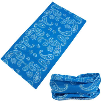 Custom Design Impressão Blue Paisley Multifuncional Seamless Bandana Lenço Wrap